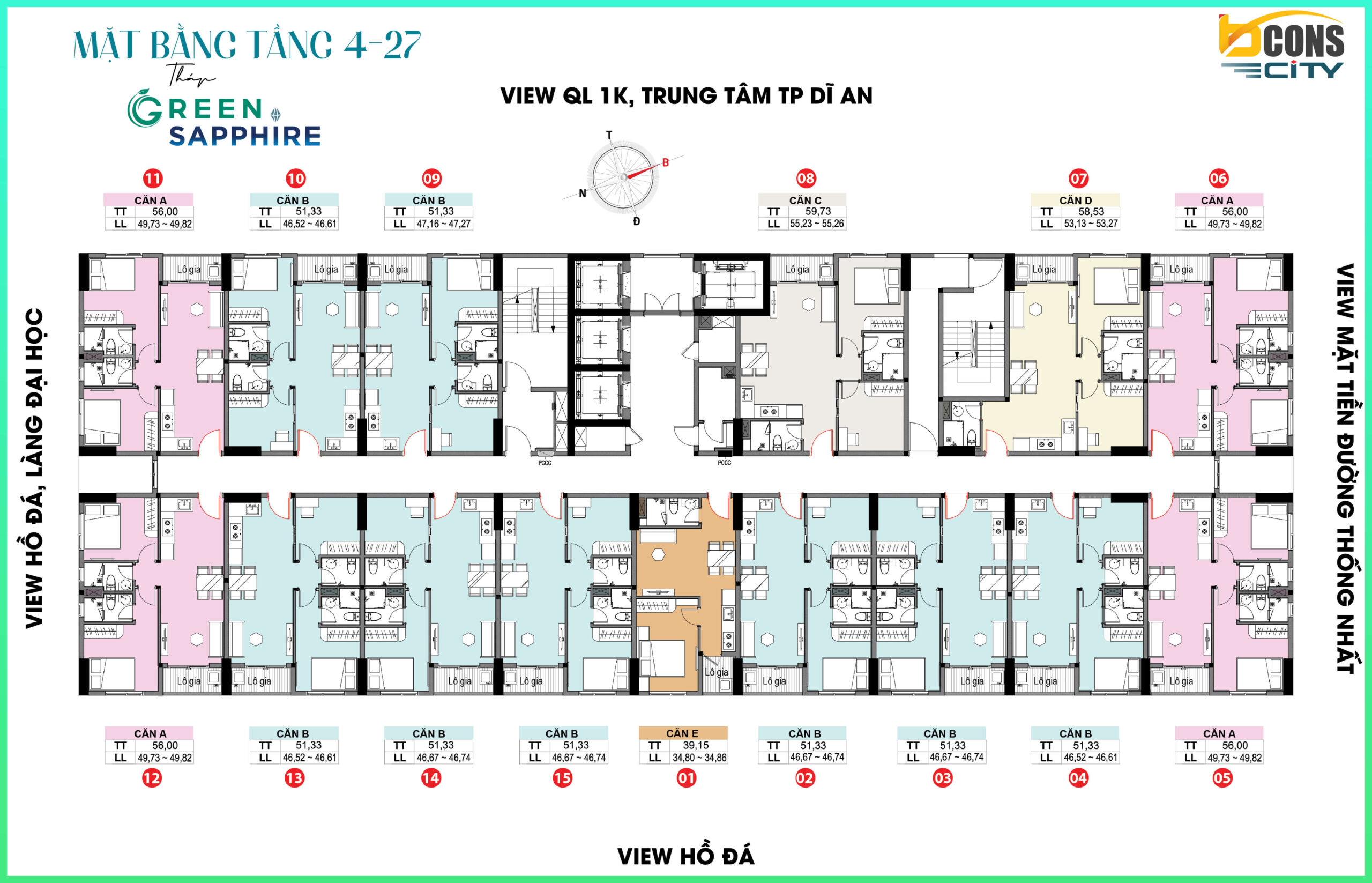 Mặt bằng tầng 4 đến tầng 27