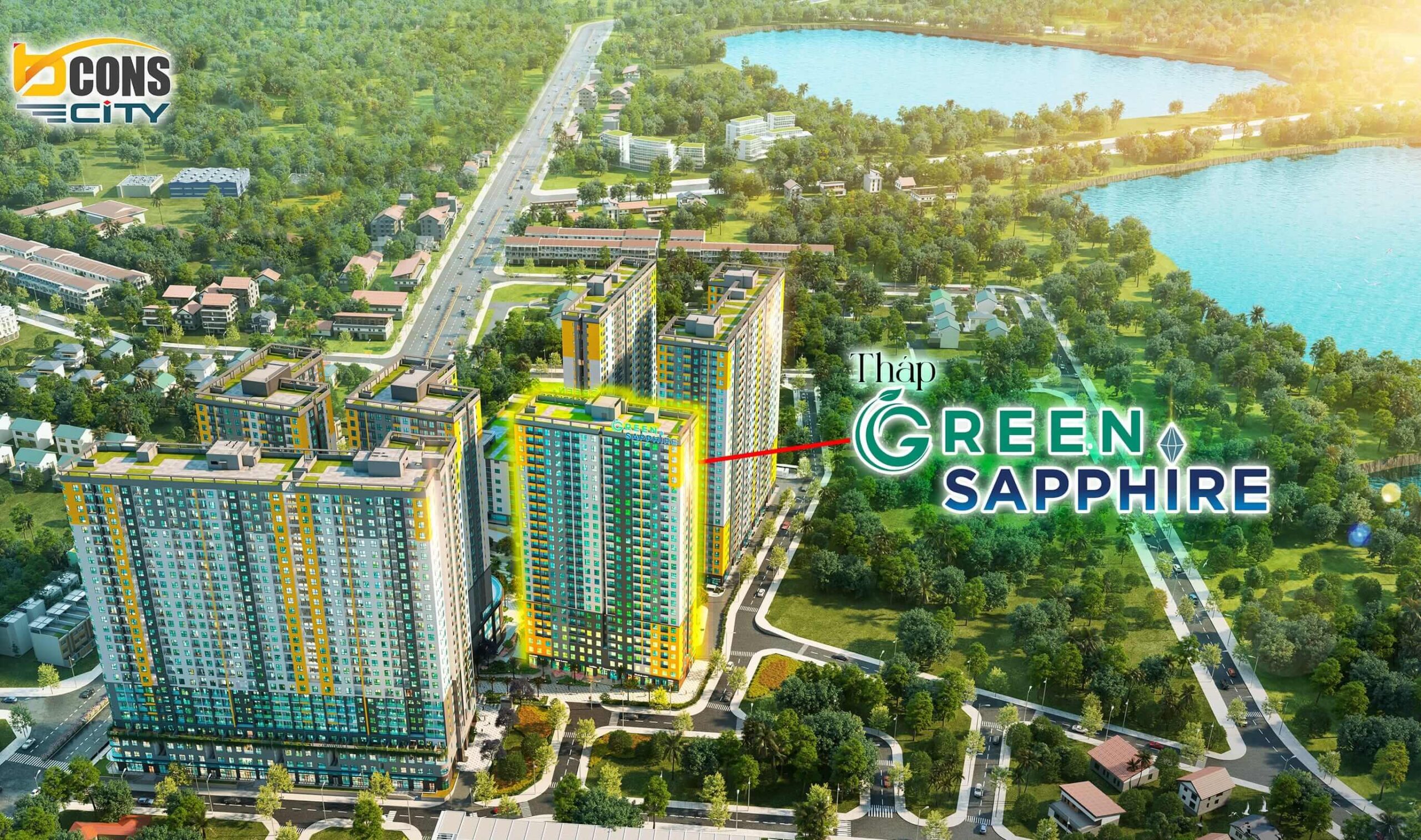 Tổng thể thông tin tháp Green Sapphire Bcons Ciy