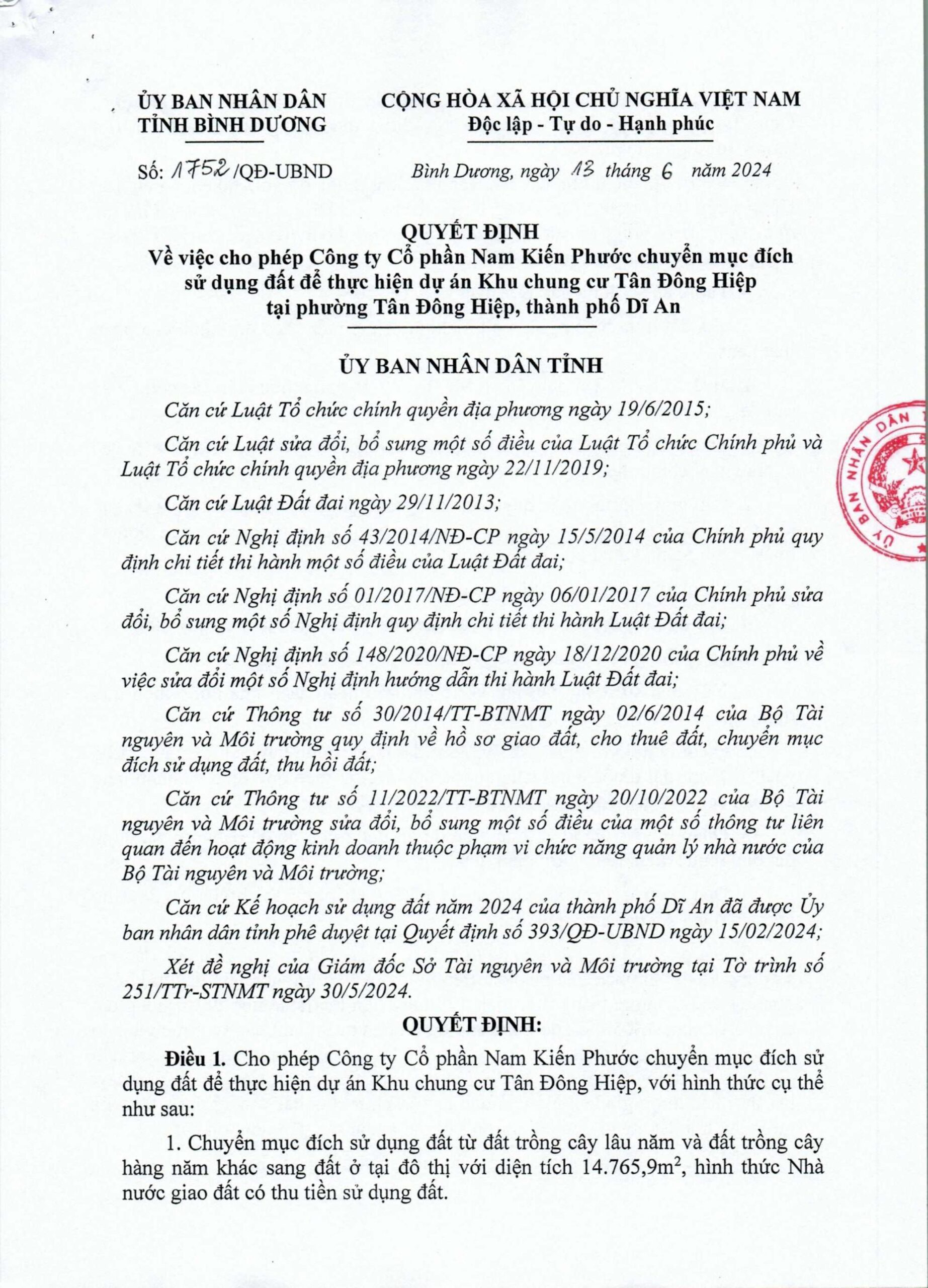 Chứng nhận quyết định sử dụng đất